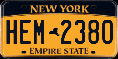 NY license plate HEM2380
