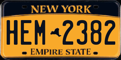 NY license plate HEM2382