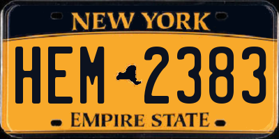 NY license plate HEM2383