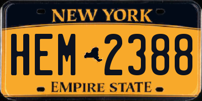 NY license plate HEM2388