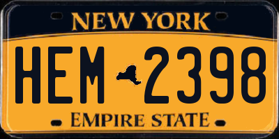 NY license plate HEM2398