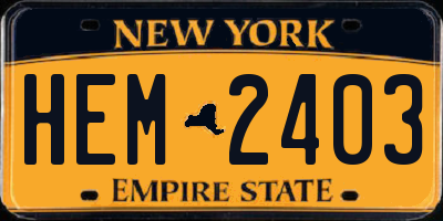 NY license plate HEM2403