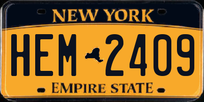 NY license plate HEM2409