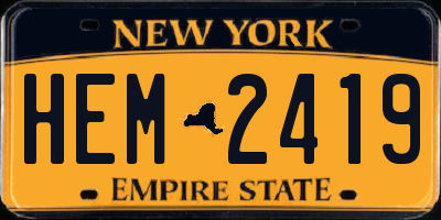 NY license plate HEM2419