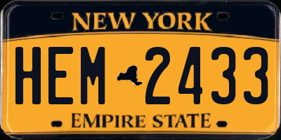 NY license plate HEM2433