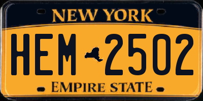 NY license plate HEM2502