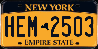 NY license plate HEM2503