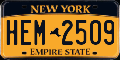 NY license plate HEM2509