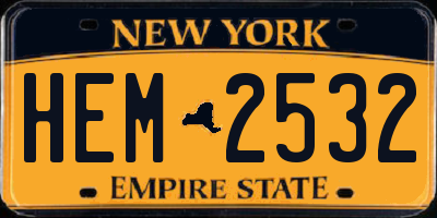 NY license plate HEM2532