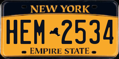 NY license plate HEM2534