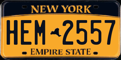 NY license plate HEM2557