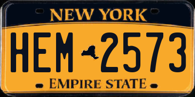 NY license plate HEM2573
