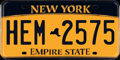 NY license plate HEM2575