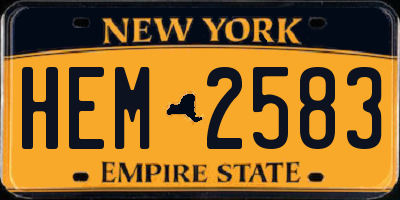 NY license plate HEM2583