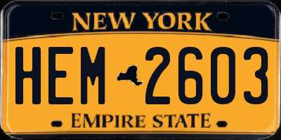 NY license plate HEM2603