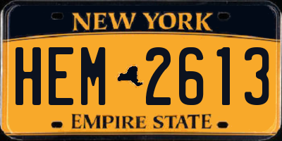 NY license plate HEM2613