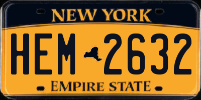 NY license plate HEM2632
