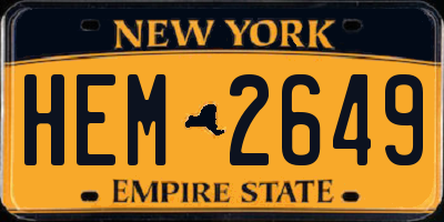 NY license plate HEM2649
