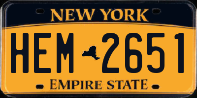 NY license plate HEM2651