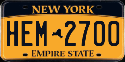 NY license plate HEM2700