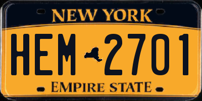 NY license plate HEM2701