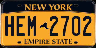 NY license plate HEM2702