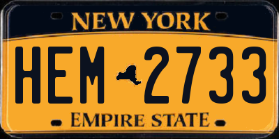 NY license plate HEM2733