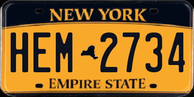 NY license plate HEM2734