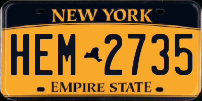 NY license plate HEM2735