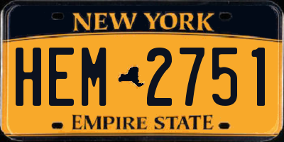 NY license plate HEM2751