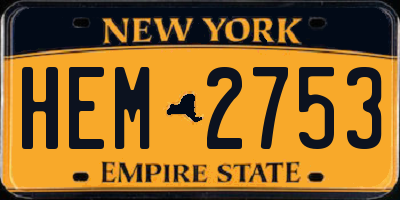 NY license plate HEM2753