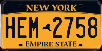 NY license plate HEM2758