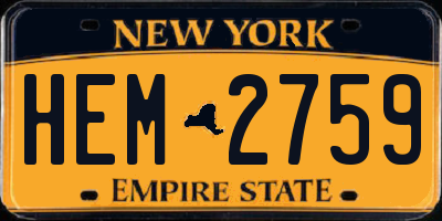 NY license plate HEM2759