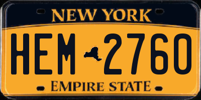 NY license plate HEM2760