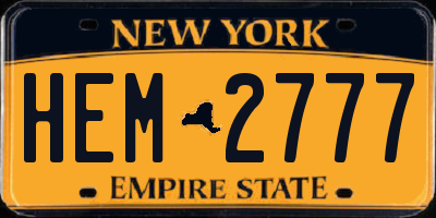 NY license plate HEM2777