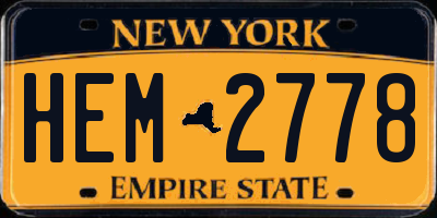 NY license plate HEM2778