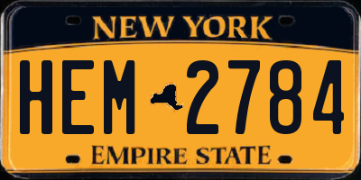 NY license plate HEM2784