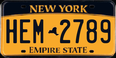 NY license plate HEM2789