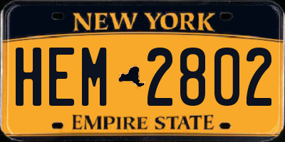 NY license plate HEM2802