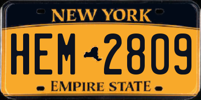 NY license plate HEM2809