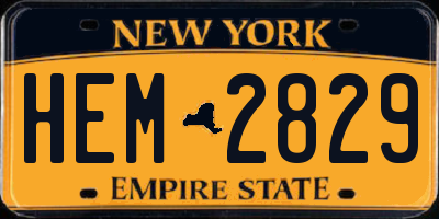 NY license plate HEM2829