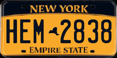 NY license plate HEM2838