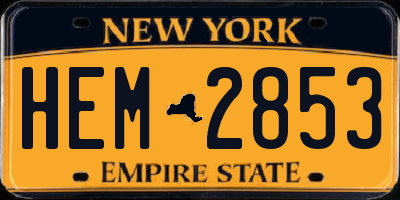NY license plate HEM2853