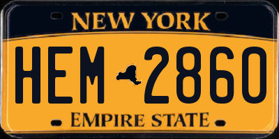 NY license plate HEM2860