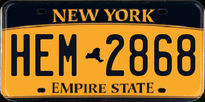 NY license plate HEM2868