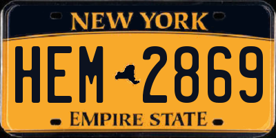 NY license plate HEM2869