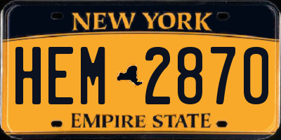 NY license plate HEM2870