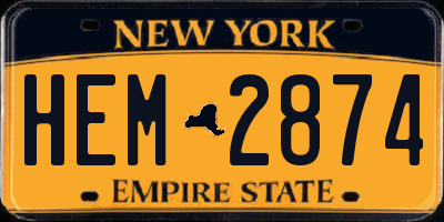 NY license plate HEM2874
