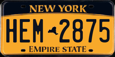 NY license plate HEM2875