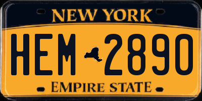 NY license plate HEM2890